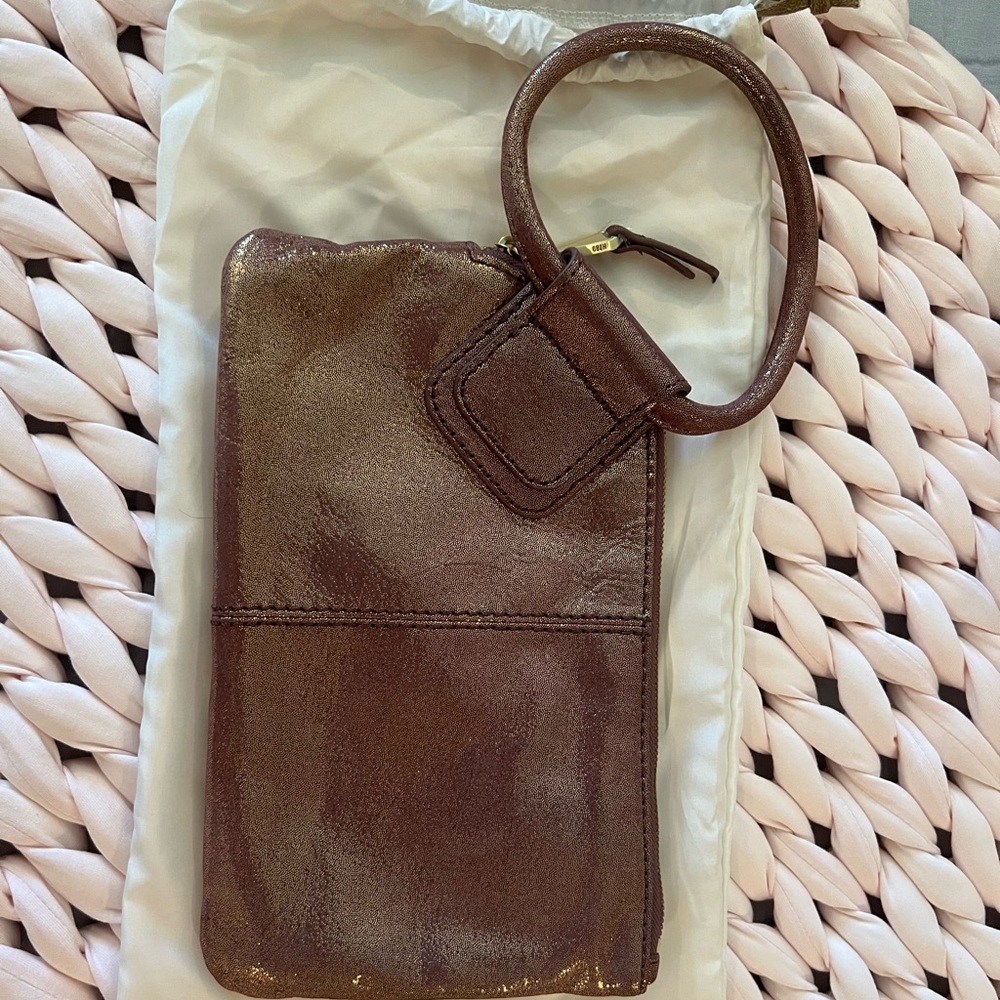 Hobo iridescent leather wristlet